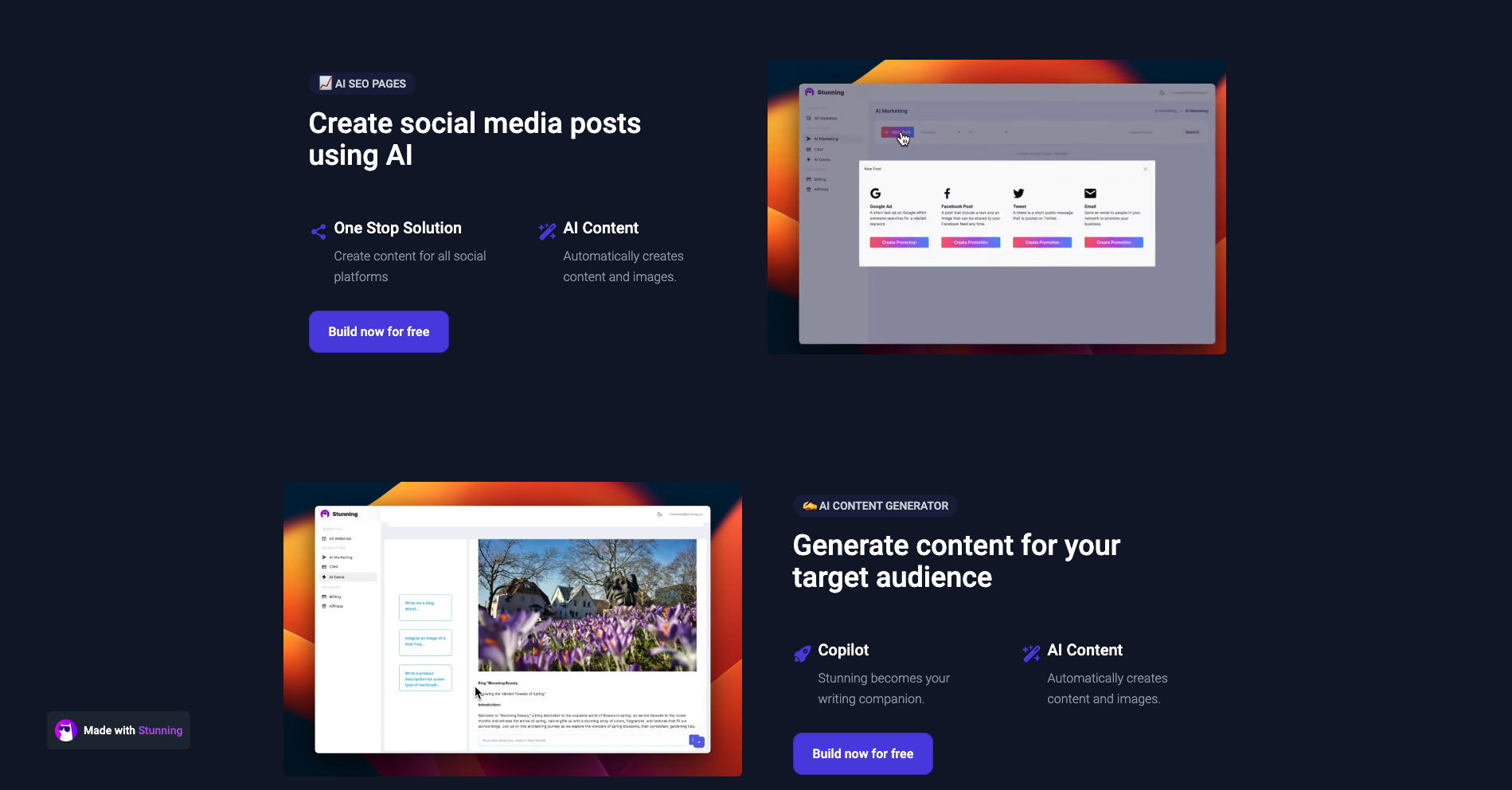 Stunning: Costruisci il Tuo Sito Web